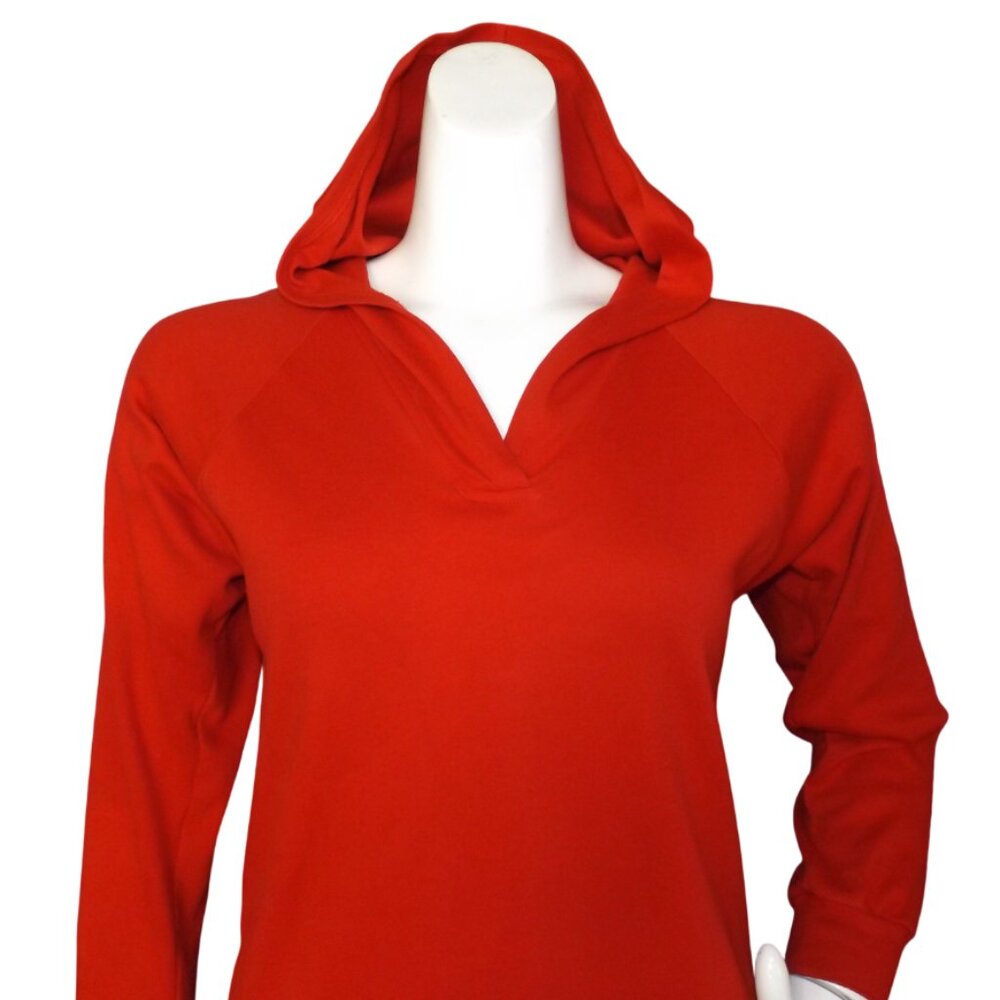 vintage NORMA KAMALI Hoodie Dress, SP Petite, Red, Longer sleeves, Short - Picture 2 of 12
